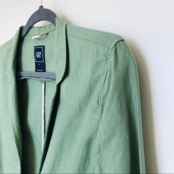 💚 GAP Casual Green Blazer Cotton Linen - Picture 8 of 10